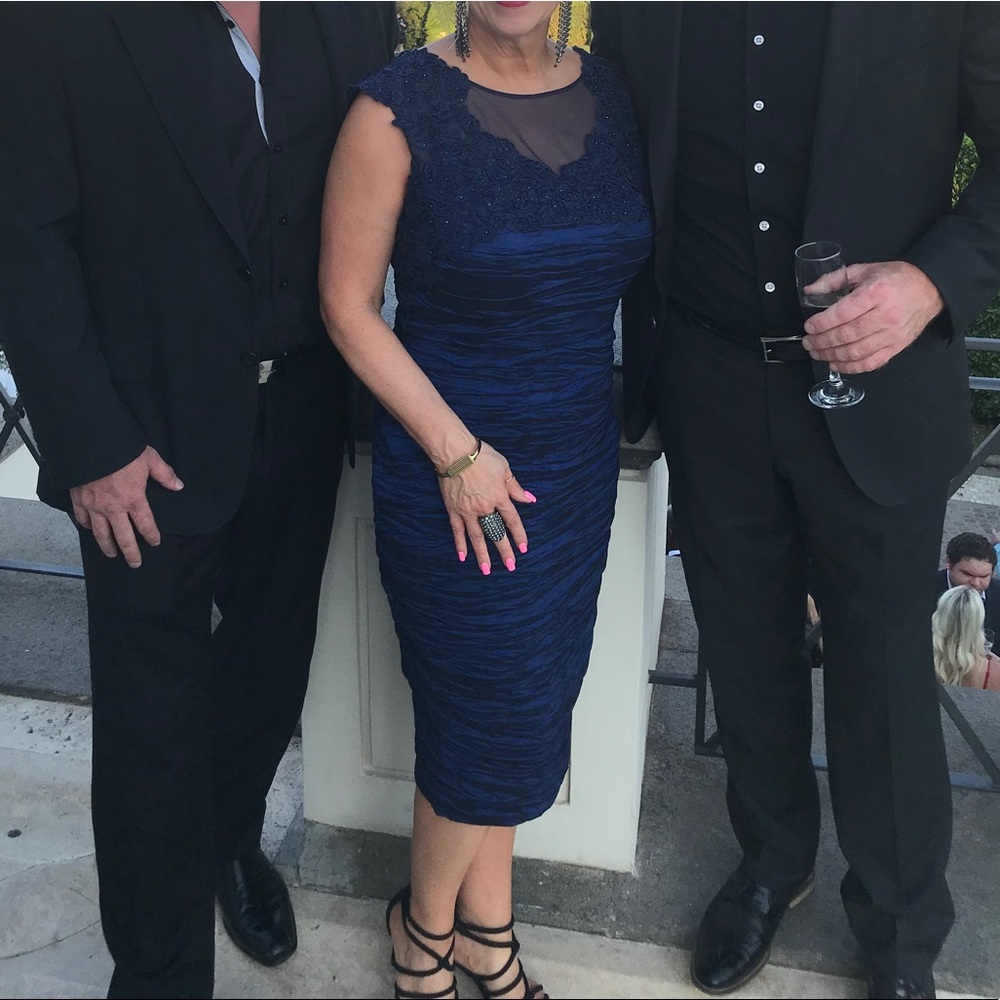 Alex Evenings Navy Crepe Dress